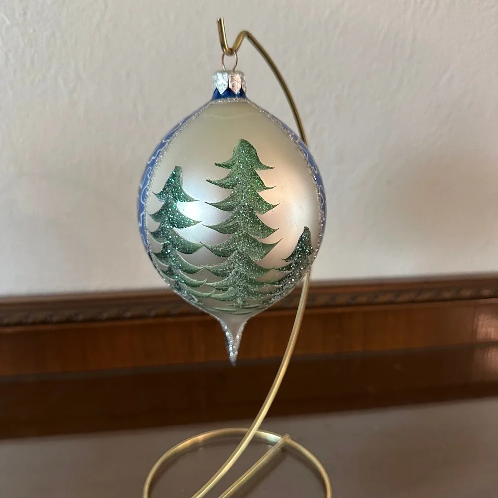 Christopher Radko Jumbo Fantasia Santa Teardrop Glass Christmas Ornament 6''